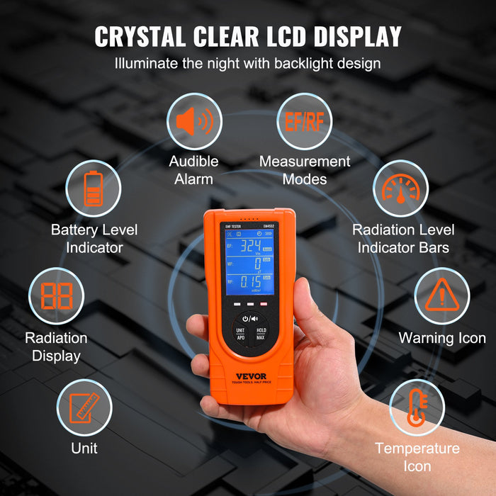 3-In-1 Emf Meter 5Hz - 3.5Ghz Handheld Rechargeable Electromagnetic Field Radiation Detector Digital Lcd Emf Tester For Ef Mf Rf Home Inspections Outdoor Ghost Hunting Paranormal Equipment