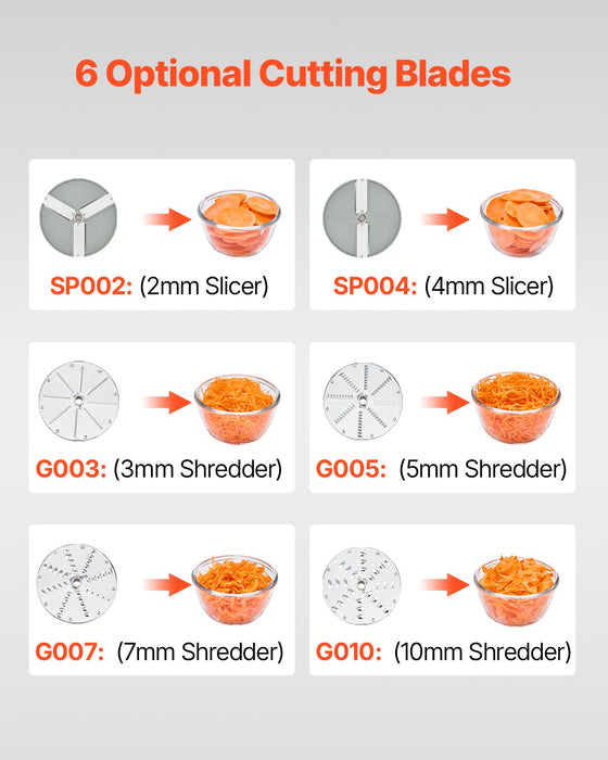 Food Processor & Vegetable Chopper W / 6 Blades Food-Grade Stainless Steel