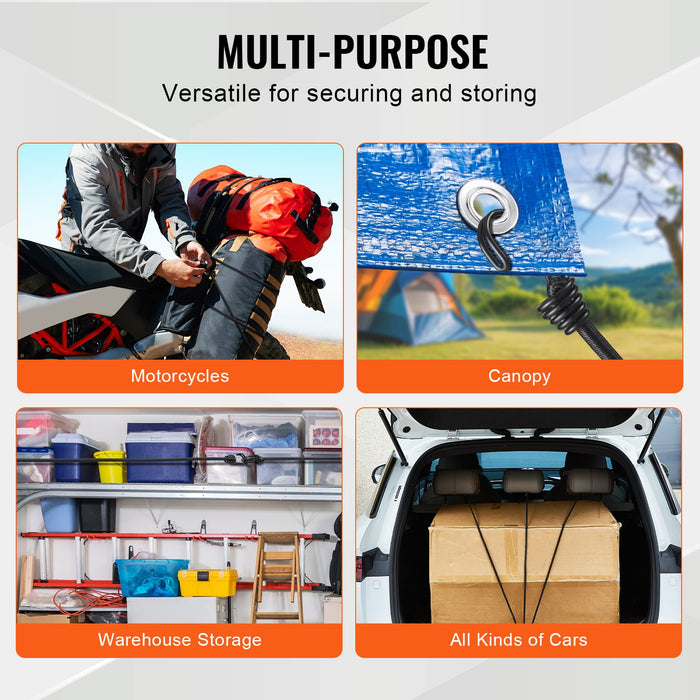 12 Pcs Bungee Cords With Hooks 32 In Heavy Duty Bungee Straps 8 Mm Black