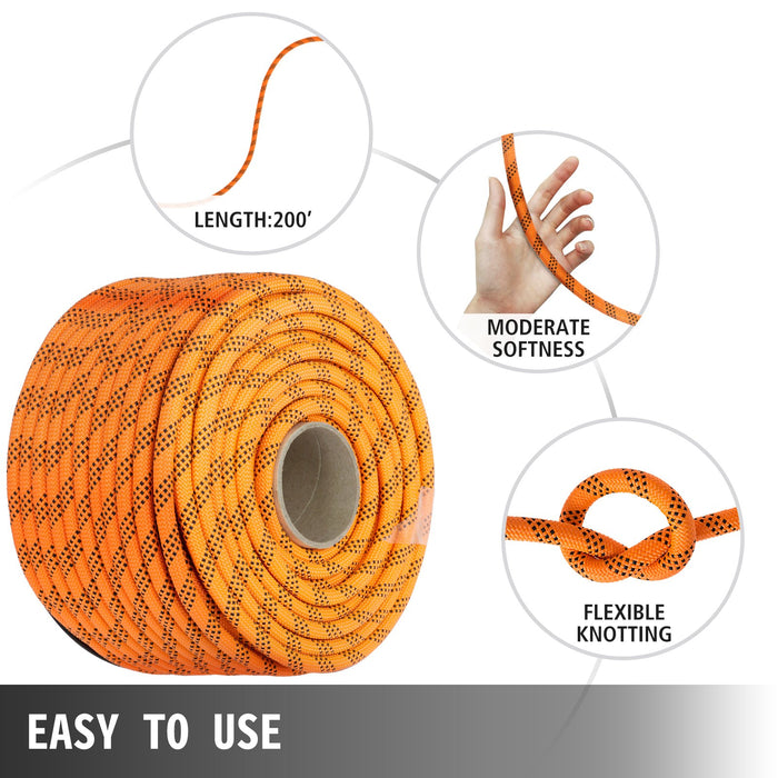 1.43Cm Double Braid Polyester Rope 6096Cm Nylon Pulling Rope 498.95Kg High Force Polyester Load Sailing Rope 1.43Cm-6096Cm
