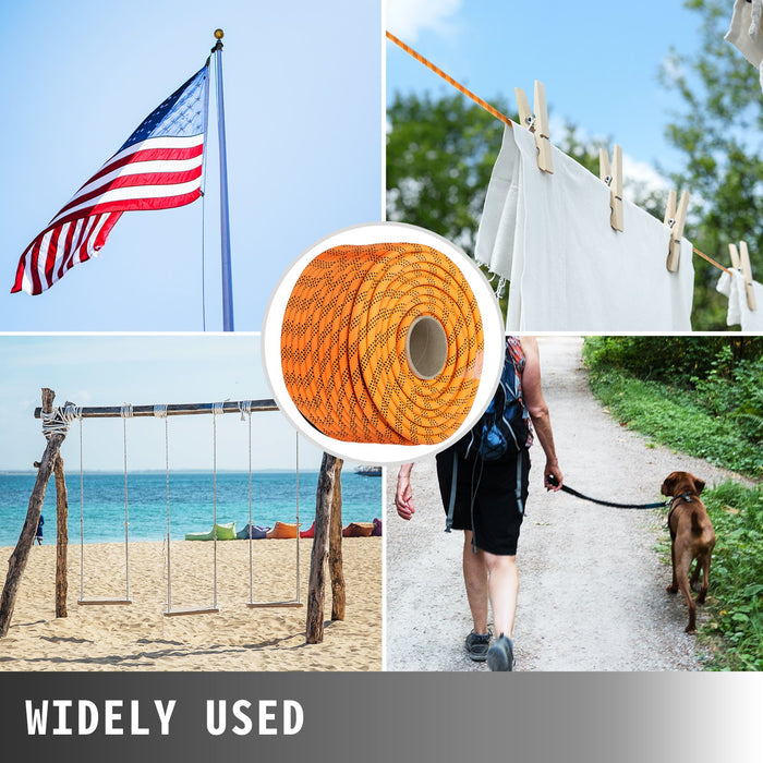 1.43Cm Double Braid Polyester Rope 6096Cm Nylon Pulling Rope 498.95Kg High Force Polyester Load Sailing Rope 1.43Cm-6096Cm