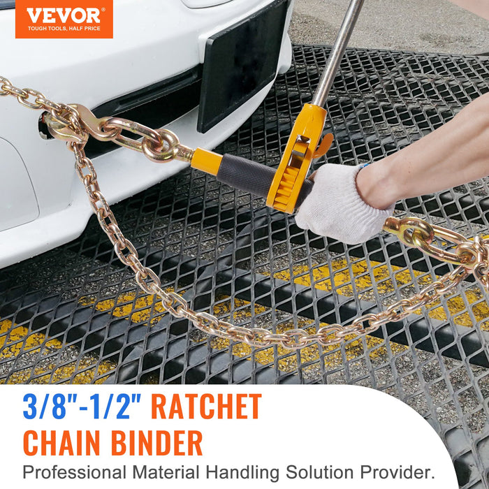 Ratchet Chain Binder 2Pcs 0.9-1.2 Cm Heavy Duty Load Binders With G80 Chains 5443 Kg Secure Load Limit Labor-Saving Anti-Skid Handle Tie Down Hauling Chain Binders For Flatbed Truck Trailer