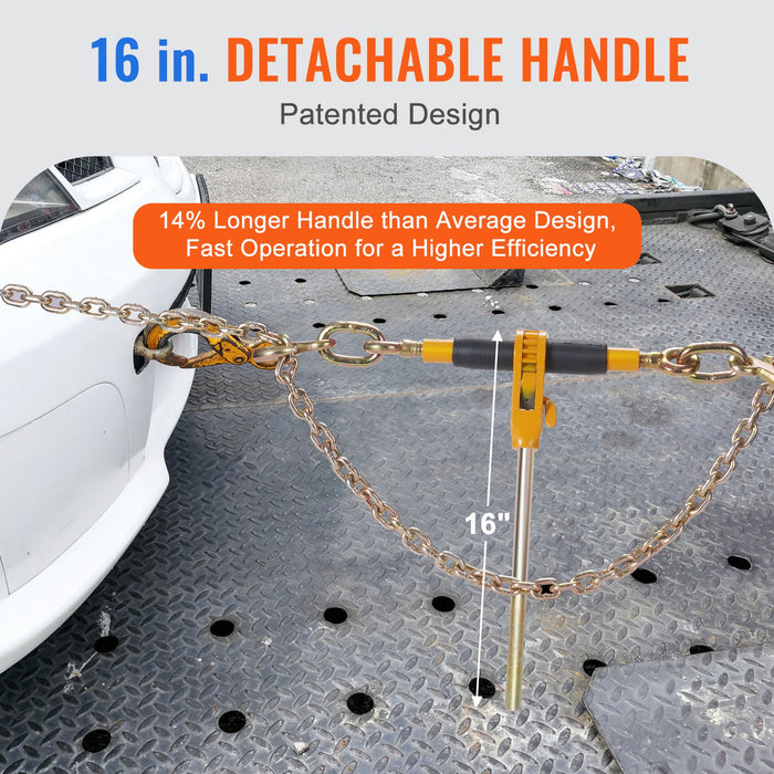 Ratchet Chain Binder 2Pcs 0.9-1.2 Cm Heavy Duty Load Binders With G80 Chains 5443 Kg Secure Load Limit Labor-Saving Anti-Skid Handle Tie Down Hauling Chain Binders For Flatbed Truck Trailer