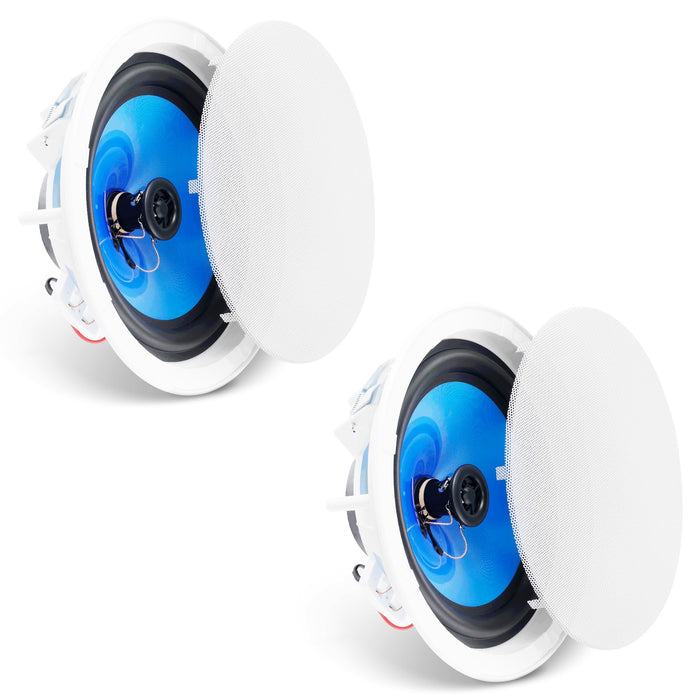 2 Pcs 203.2 Mm In Ceiling Speakers 50-Watts Flush Mount Ceiling & In-Wall Speakers System With Impedance 89Db Sensitivity For Home Kitchen Living Room Bedroom Or Covered Outdoor Porches