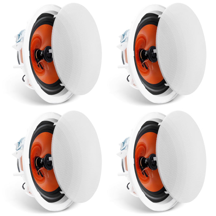 4 Pcs 203.2 Mm In Ceiling Speakers 100-Watts Flush Mount Ceiling & In-Wall Speakers System With 8Ωimpedance 89Db Sensitivity For Home Kitchen Living Room Bedroom Or Covered Outdoor Porches