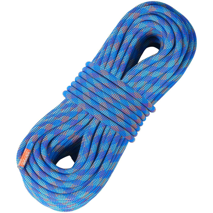 10.2Mm Dynamic Climbing Rope 50M 164Ft Outdoor Rock Climbing Rope 25Kn Breaking Tension Stretchable Fiber Rope With Steel Snap Hooks For Escape Rappelling Fire Rescue Blue