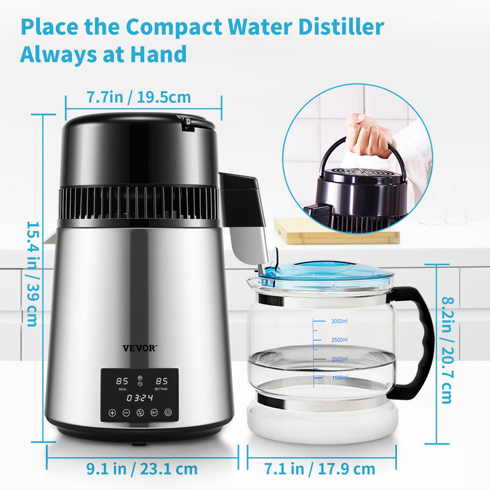 4L Water Distiller Distilled Water Maker 1 L / H W / Timing Dual-Temp Silver