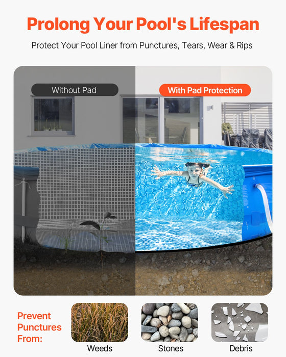 21Ft Round Pool Liner Pad Pool Liner Pad For Above Ground Swimming Pools Extra-Thick Pool Mat Prevents Punctures Recycled Geotextile Material Underlayment Pad Extend Liner Life
