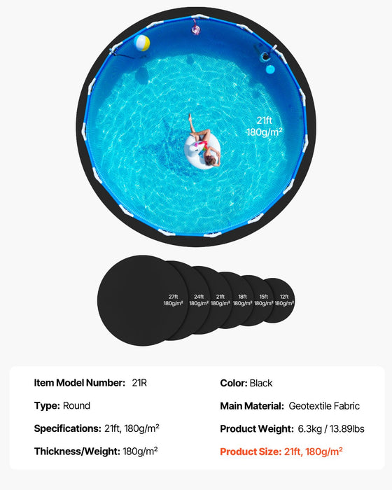21Ft Round Pool Liner Pad Pool Liner Pad For Above Ground Swimming Pools Extra-Thick Pool Mat Prevents Punctures Recycled Geotextile Material Underlayment Pad Extend Liner Life