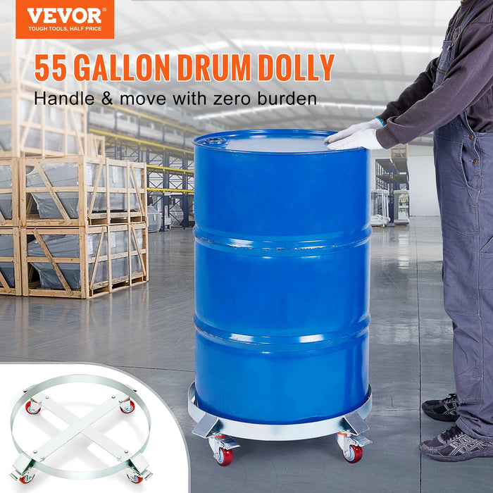 2Pcs 250 L Heavy Duty Drum Dolly 454 Kg Load Capacity Barrel Dolly Cart Drum Caddy Non Tipping Hand Truck Capacity Dollies With Steel Frame 4 Swivel Casters Wheel For Drum Handling