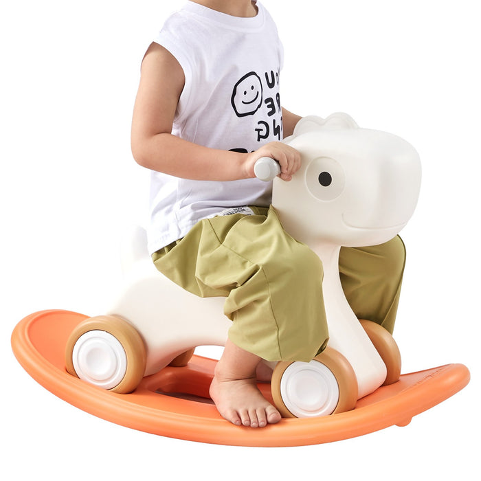3 In 1 Rocking Horse For Toddlers 1-3 Years Baby Rocking Horse With Detachable Balance Board And 4 Smooth Wheels Support Up To 80 Lbs Hdpe Material Kids Ride On Toy Swinging Orange