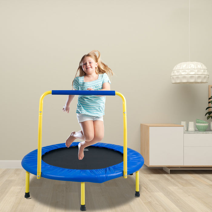 3Ft Trampoline For Kids 92 Cm Trampolines Indoor / Outdoor Trampoline For Toddlers Foldable Mini Baby Trampoline With Foam Handle Recreational Trampoline Birthday Gift For 3+ Years Kids