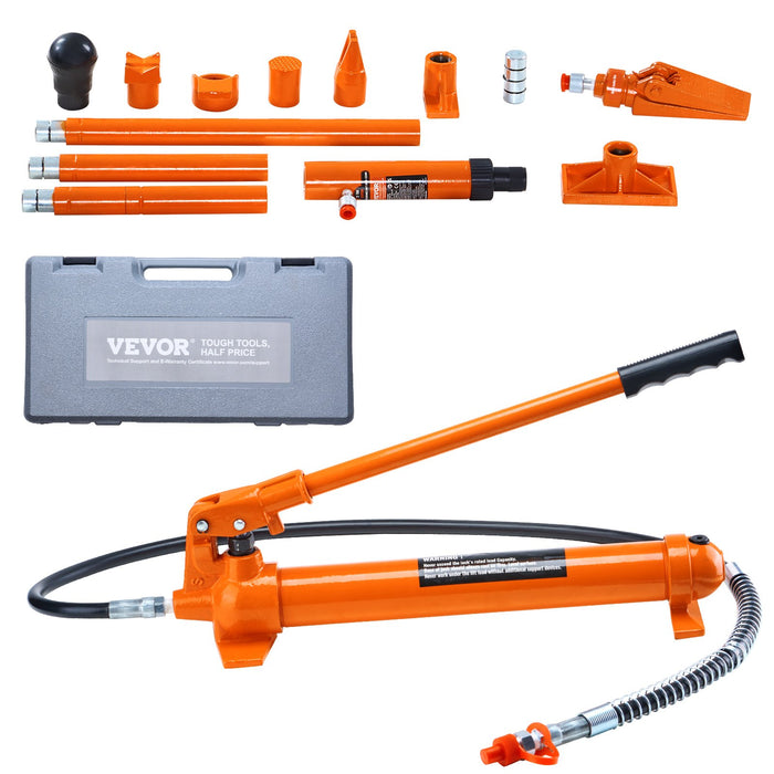 10 Ton Porta Power Kit Portable Hydraulic Jack With 4.6 Ft / 1.4 M Oil Hose Auto Body Frame Repair Kit With Storage Case For Car Repair Truck Farm