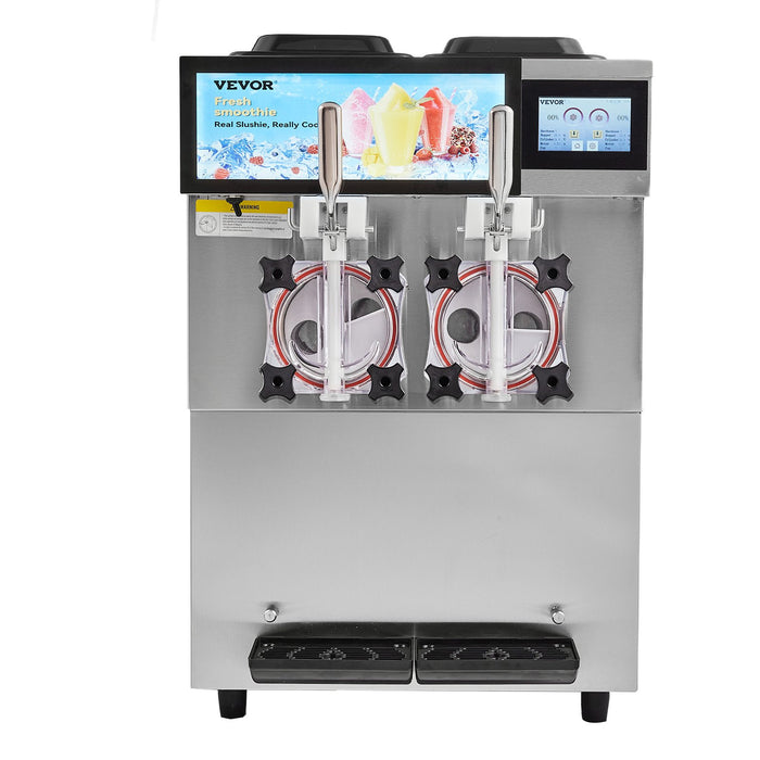 Commercial Slushy Machine 2 X 12L / 3.17 Gal Double Tanks Cool And Freeze Modes Stainless Steel Margarita Smoothie Frozen Drink Maker Slushie Machine For Party Cafes Restaurants Bars Home