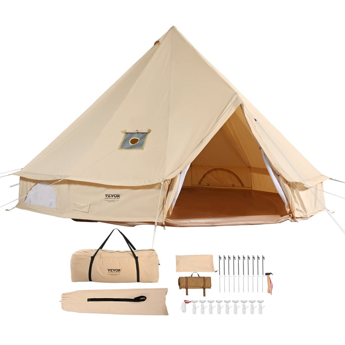 Canvas Bell Tent 3M / 9.8Ft 4-Season Canvas Tent For Camping With Stove Jack