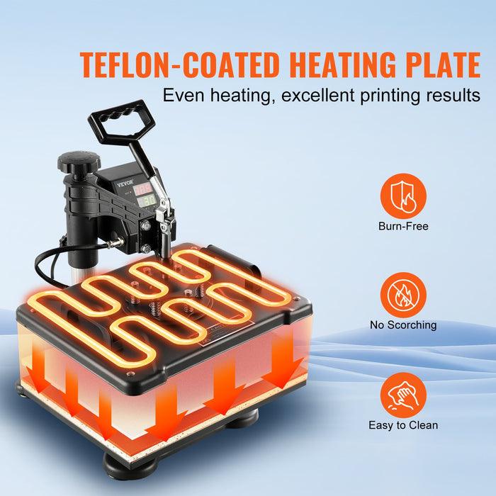 1400W Heat Press Machine 8 In 1 Sublimation Steel Frame Heat Presses With Temperature And Time Control (12X15Inch 8In1)