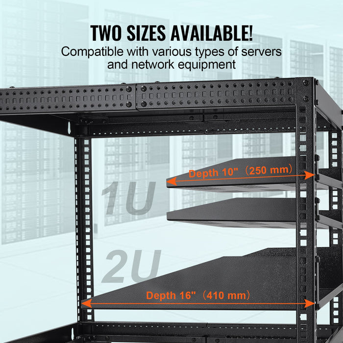 2Pcs 1U Server Rack Shelf 254Mm Depth 22.68Kg Max Load Capacity Vented Cantilever Or Wall Mount Rack Mount Shelf With Tray Good Air Circulation For 482.6Mm Network Cabinet Or Equipment Rack