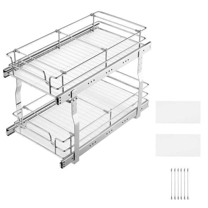 12"Wx21"Dx15"H Pull Out Cabinet Organizer Heavy Duty Slide Out Pantry Shelves Steel Roll Out Drawers Sliding Drawer Storage For Home Under Sink 13.5"Wx22"Dx18"H Install Size For Cabinet