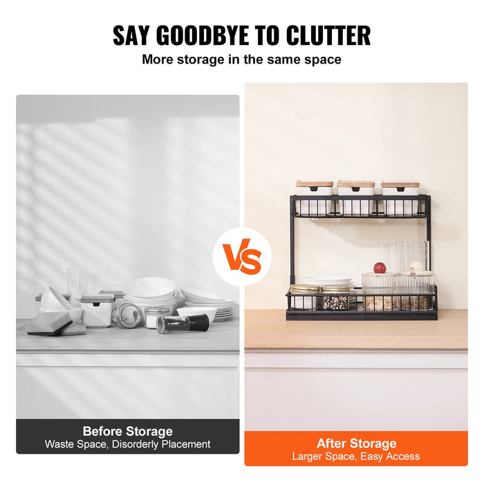 2-Tier Wire Pull Out Cabinet Under Sink Organizer 10.7"X14.2" Drawer Basket