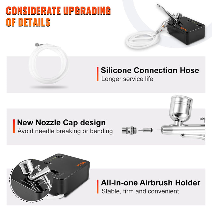 Airbrush Kit Dual-Action Airbrush System Compressor Art Nail Makeup Model