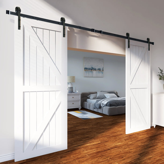 2440 Mm Sliding Barn Door Hardware Closet Track Kit For Double Doors J Hanger