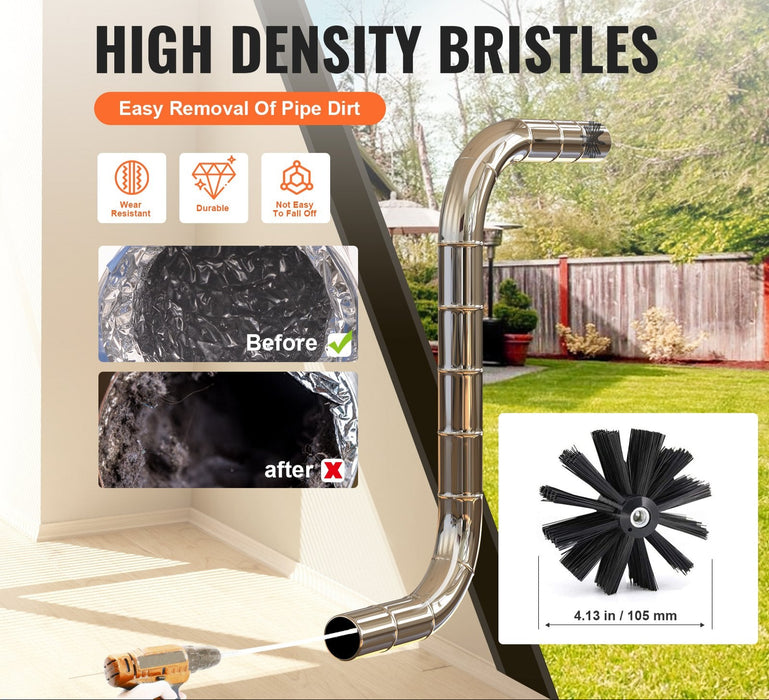 15.24M Dryer Vent Cleaner Kit 37 Pieces Duct Cleaning Brush Reinforced Nylon Dryer Vent Brush Dryer Cleaning Tools Lint Remover With Flexible Lint Trap Brush Clamp Connectors