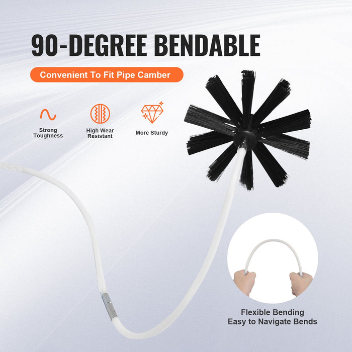 15.24M Dryer Vent Cleaner Kit 37 Pieces Duct Cleaning Brush Reinforced Nylon Dryer Vent Brush Dryer Cleaning Tools Lint Remover With Flexible Lint Trap Brush Clamp Connectors