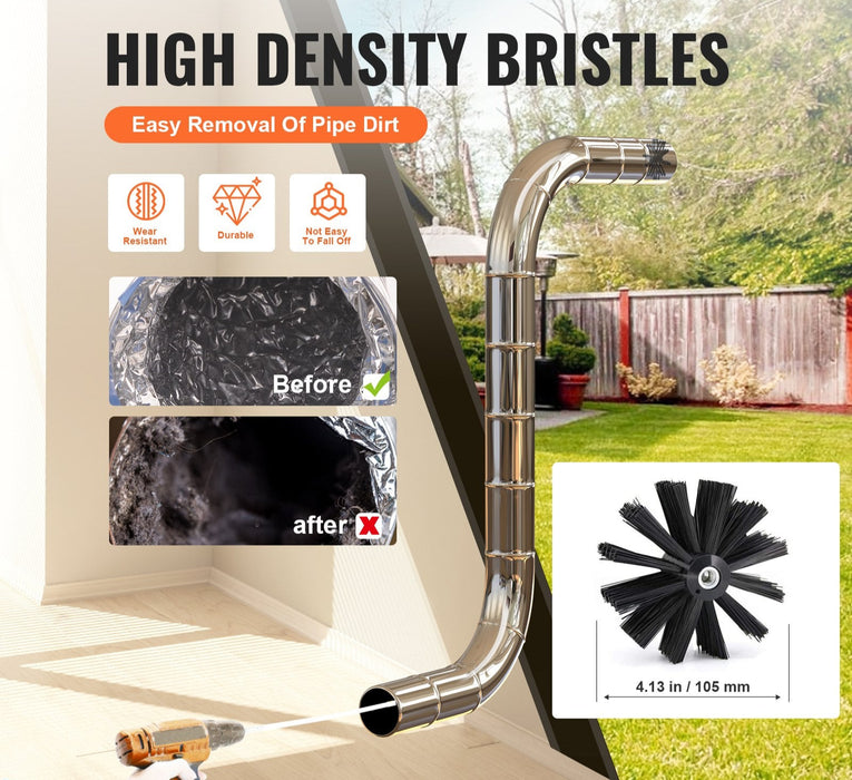 12.2M Dryer Vent Cleaner Kit 29 Pieces Duct Cleaning Brush Reinforced Nylon Dryer Vent Brush With Complete Accessories Dryer Cleaning Kit With Flexible Lint Trap Brush Clamp Connectors