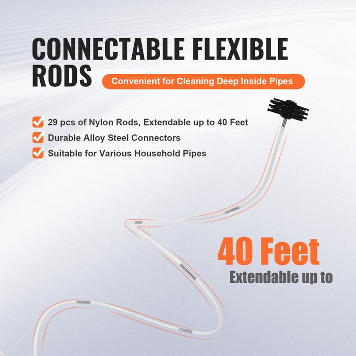 12.2M Dryer Vent Cleaner Kit 29 Pieces Duct Cleaning Brush Reinforced Nylon Dryer Vent Brush With Complete Accessories Dryer Cleaning Kit With Flexible Lint Trap Brush Clamp Connectors