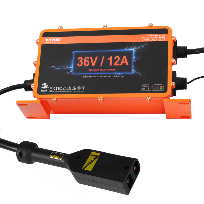 12 Amp Golf Cart Smart Battery Charger For Ezgo D-Style Ip67 Etl