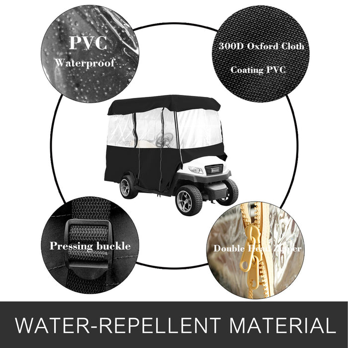 4 Passenger Golf Cart Cover Driving Enclosure Waterproof Roll-Up Door