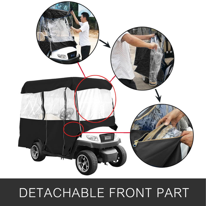 4 Passenger Golf Cart Cover Driving Enclosure Waterproof Roll-Up Door