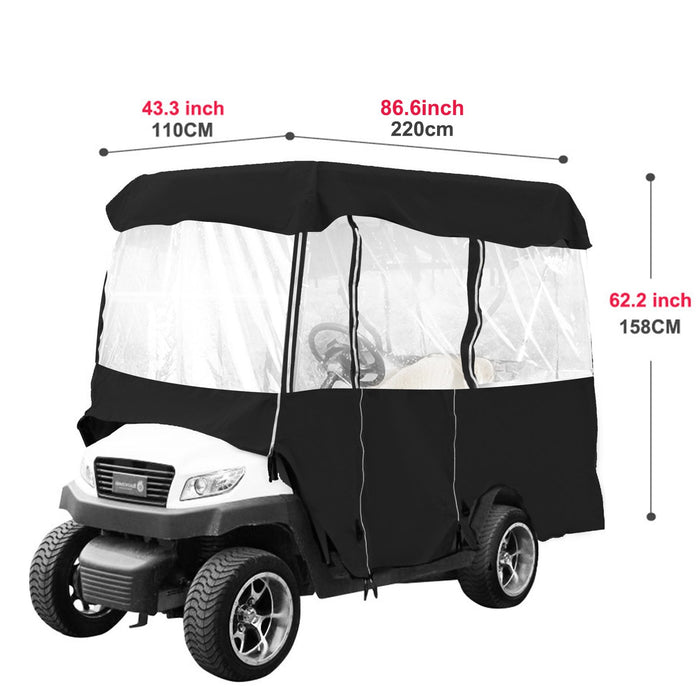 4 Passenger Golf Cart Cover Driving Enclosure Waterproof Roll-Up Door