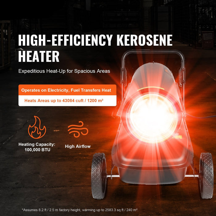 100000Btu Kerosene / Diesel Forced Air Torpedo Space Heater With Thermostat