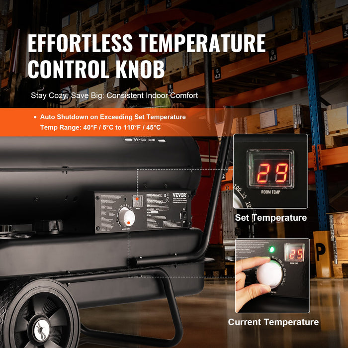 100000Btu Kerosene / Diesel Forced Air Torpedo Space Heater With Thermostat