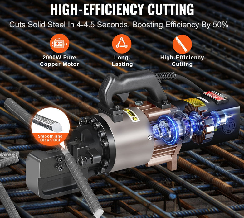 2000W Electric Hydraulic Rebar Cutter Cutting Up To 1.1 Inch 5-28Mm