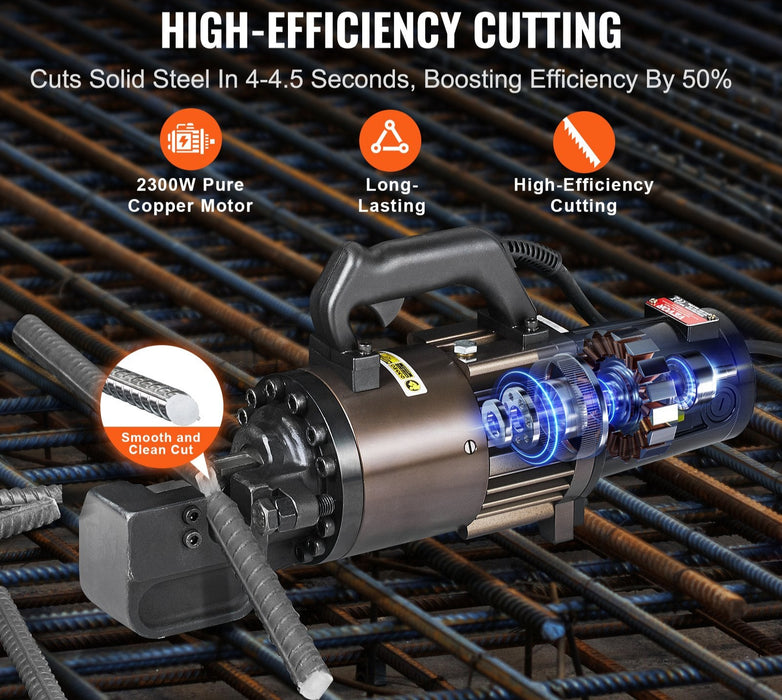 2300W Electric Hydraulic Rebar Cutter Cutting Up To 1.26 Inch 5-32Mm