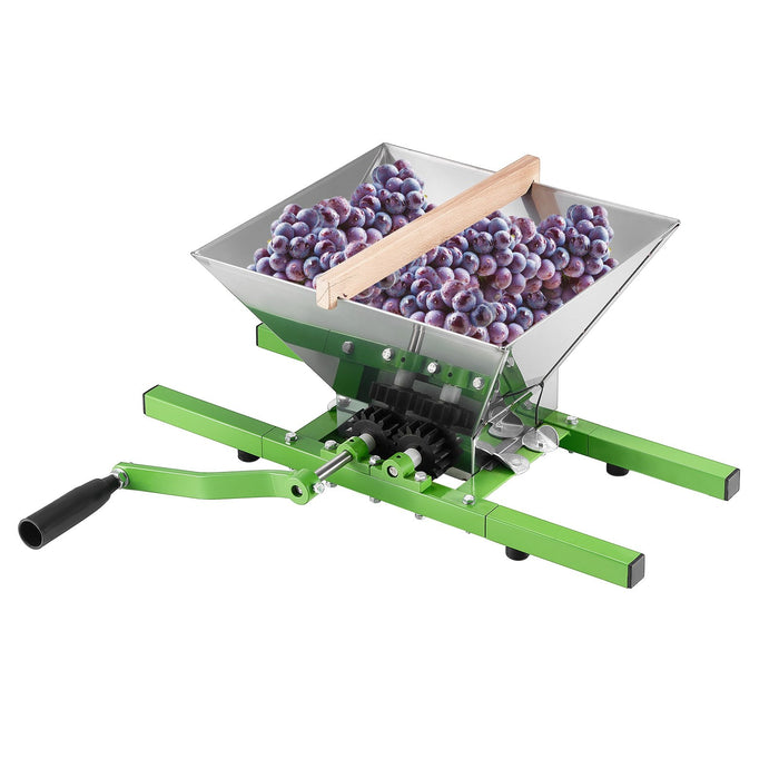 1.8 Gal / 7L Fruit And Apple Crusher Large Manual Grinder Stainless Steel Fruit Scratter Pulper For Wine Cider Apple Grape Pressing With Roller Handle For Kitchen Home Green