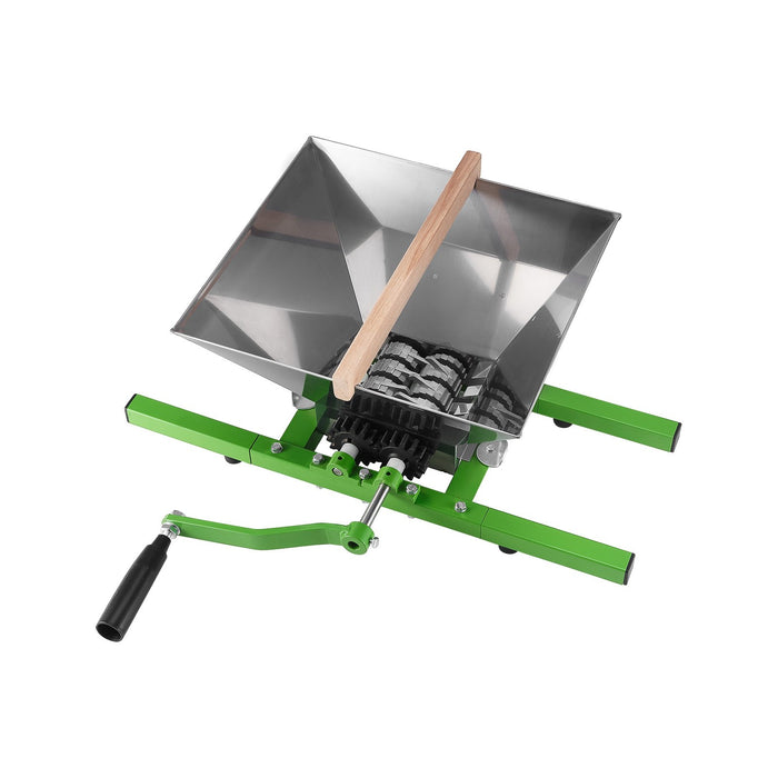 1.8 Gal / 7L Fruit And Apple Crusher Large Manual Grinder Stainless Steel Fruit Scratter Pulper For Wine Cider Apple Grape Pressing With Roller Handle For Kitchen Home Green