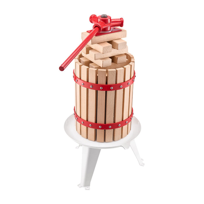 1.6 Gal / 6L Fruit Wine Press Solid Wood Basket With 8 Blocks Heavy Duty Manual Juice Maker Cider Apple Grape Tincture Honey Olive Oil Making Press With Handle For Kitchen Home