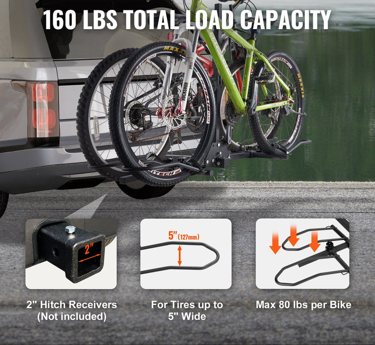 2-Bike Rack Hitch Mount 160Lbs Folding Carrier Car Truck Suv 2