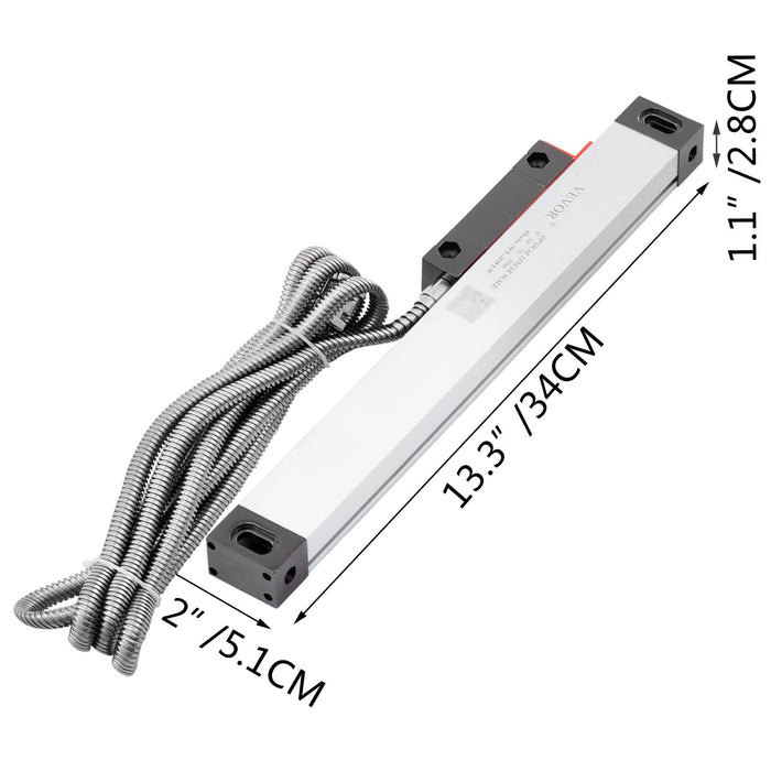 1 Axis Lathe Linear Scale 200Mm With Accuracy 0.0002" Optical Length Precision Linear Scale Aluminum Body For Mill Milling Lathe Machine With Accessories (200Mm(8"))