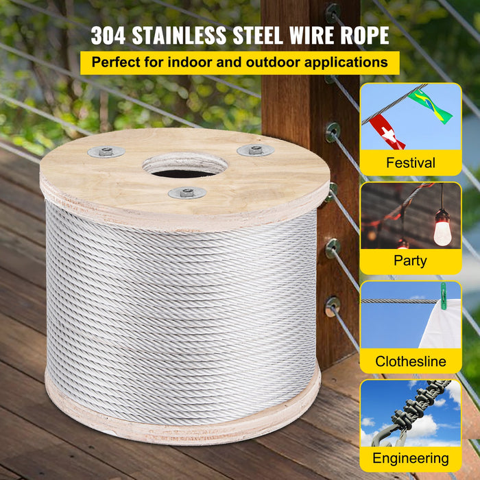 304 Stainless Steel Wire Rope Cable 4.8 Mm 7X19 76 M Reel