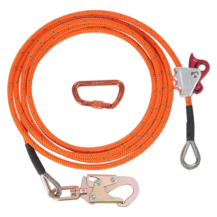 12.7Mm Steel Core Flipline 16Ft 4.8M Arborist Flipline For Tree Climbing With Alloy Steel Snap Hook & Aluminum Alloy Carabiner 30Kn Breaking Tension For Fall Protection Tree Climber