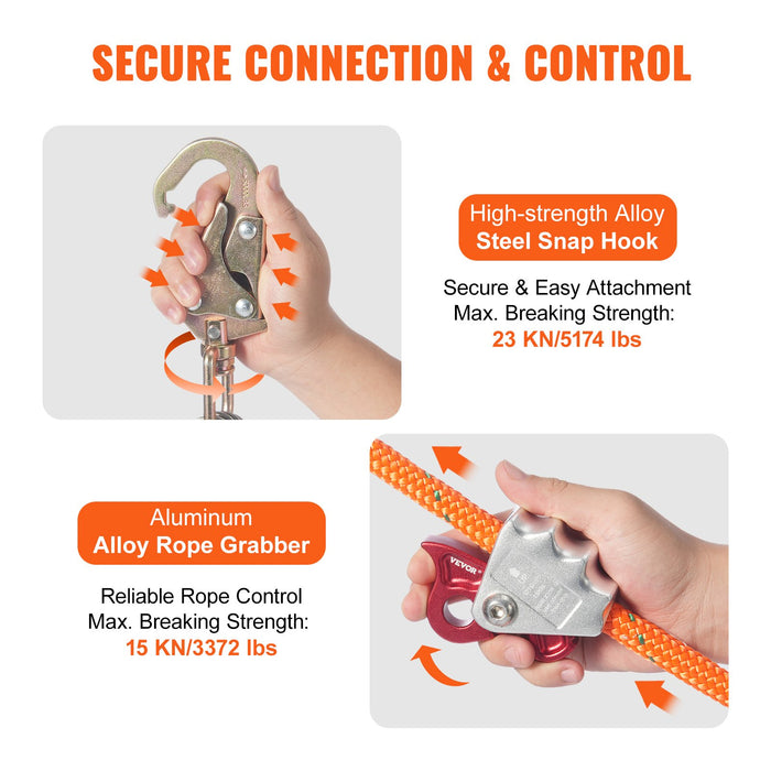 12.7Mm Steel Core Flipline 16Ft 4.8M Arborist Flipline For Tree Climbing With Alloy Steel Snap Hook & Aluminum Alloy Carabiner 30Kn Breaking Tension For Fall Protection Tree Climber