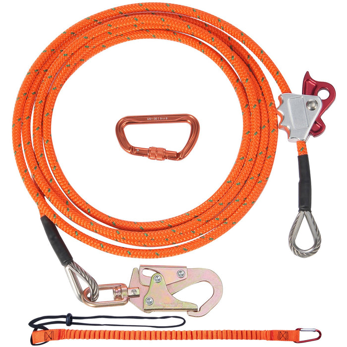 12.7Mm Steel Core Flipline 16Ft 4.8M Arborist Flipline For Tree Climbing With Alloy Steel Snap Hook & Aluminum Alloy Carabiner 30Kn Breaking Tension For Fall Protection Tree Climber
