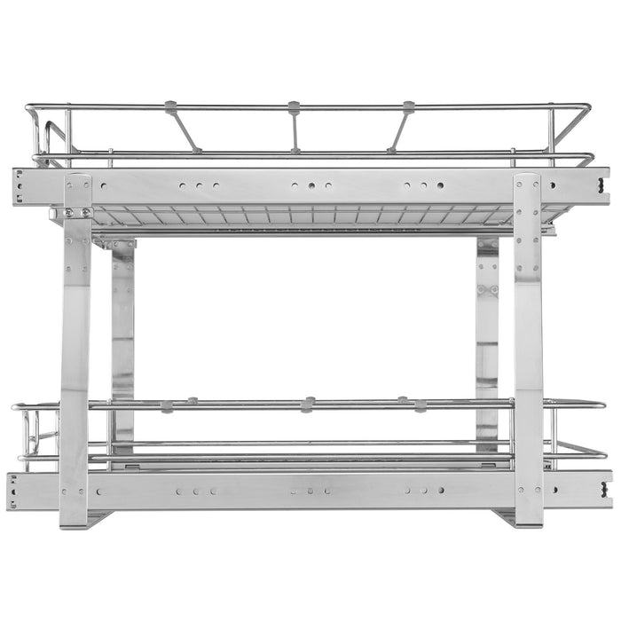 2-Tier Wire Pull Out Cabinet Under Sink Organizer 14X21 Inch Drawer Basket