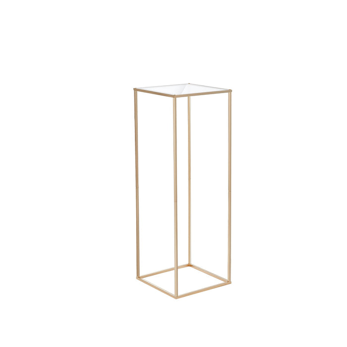 10Pcs 31.5Inch / 80Cm High Wedding Flower Stand With Acrylic Laminate Metal Vase Column Geometric Centerpiece Stands Gold Rectangular Floral Display Rack For Events Reception Party Decoration