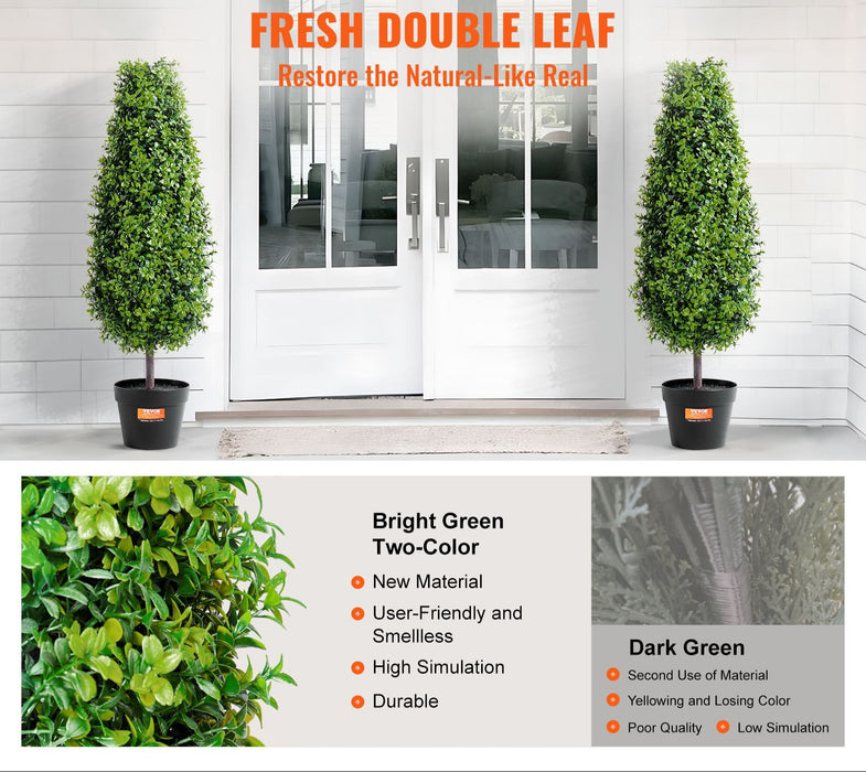 2 Pack 91.4Cm Artificial Boxwood Topiary Tree Faux Plant Uv Decor In / Outdoor