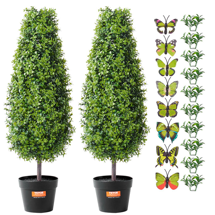 2 Pack 91.4Cm Artificial Boxwood Topiary Tree Faux Plant Uv Decor In / Outdoor